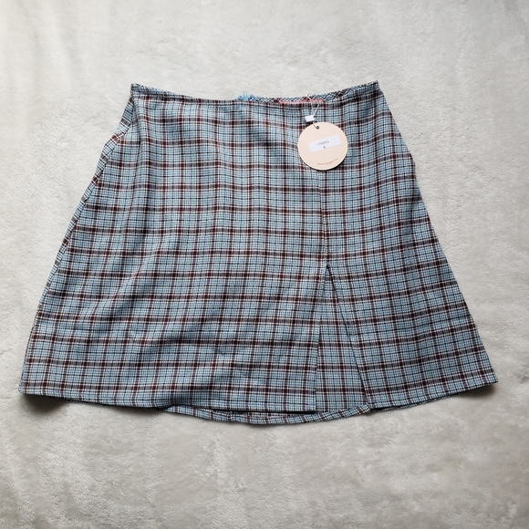 Verge Girl Blue and Red Plaid Mini Skirt - Picture 1 of 5